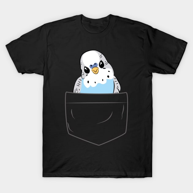 Cute Blue Budgie in Pocket for Parakeet Budgerigar Lover T-Shirt by Estrytee